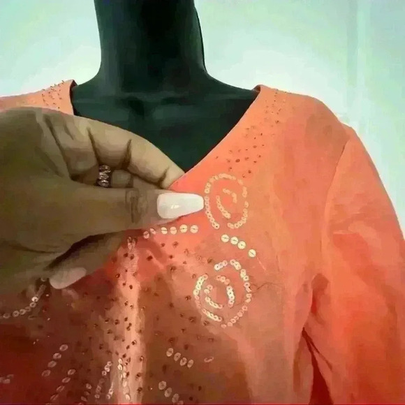 ALISSON TAYLOR ORANGE LINNEN V  NECK TUNIC SIZE MEDIUM - Picture 6 of 14